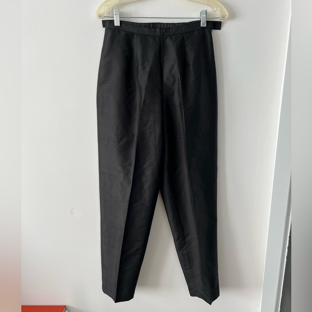 Women’s Black Silk Tapered Trousers